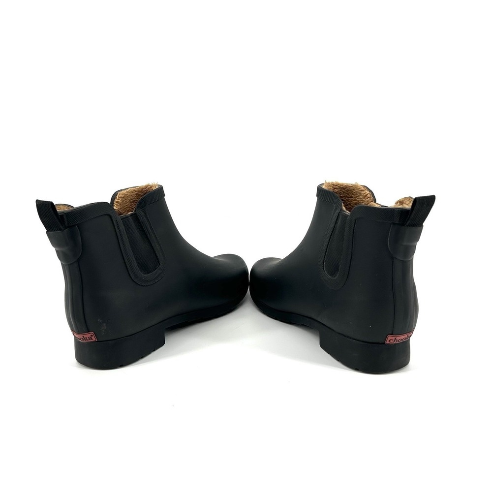 Chooka Rain Boots Womens 10 Chelsea Waterproof Black Fleece Lined Booties Rubber - Picture 9 of 10